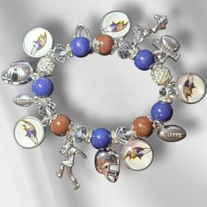 Baltimore Ravens Charm Stretch Bracelet - Purple, Silver